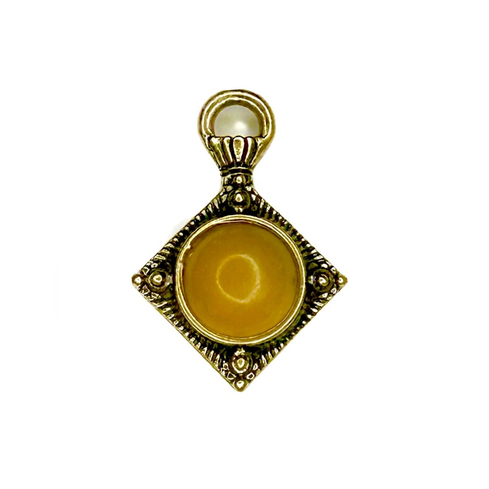 3/$25! Small Yellow Stone Silver Pendant